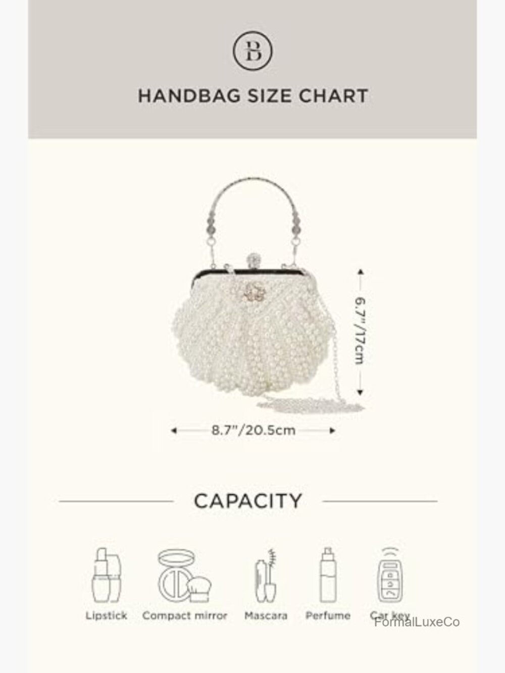 Pearl Beaded Evening Clutch Purse with Detachable Chain for Wedding Party - Picture 7 of 7